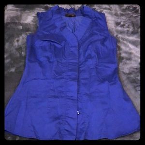 Blue ruffle collar blouse